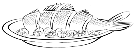 Раскраска рыбные блюда