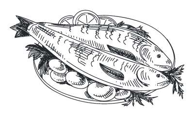 Рыба на тарелке раскраска