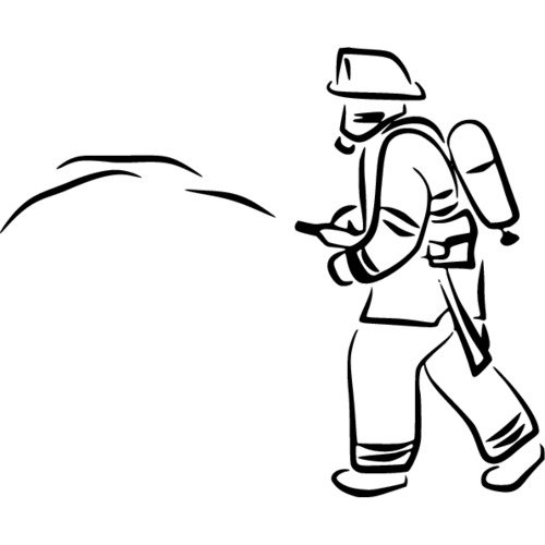 Силуэт пожарного с ребенком