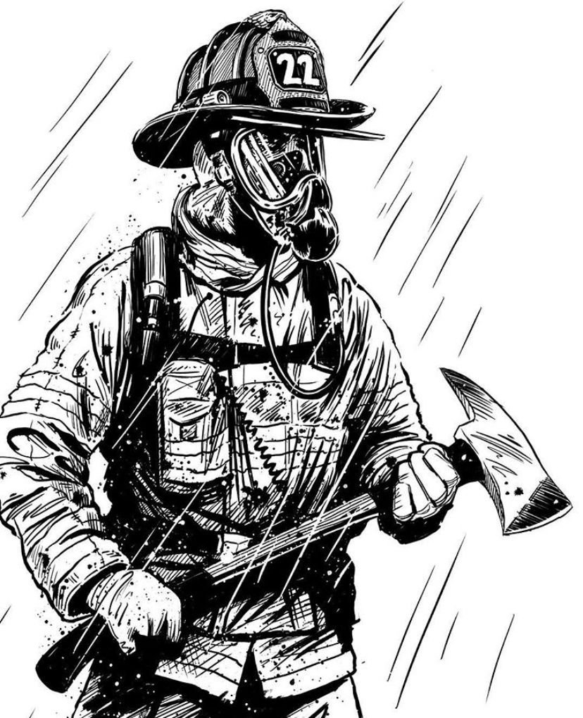 Пожарник эскиз