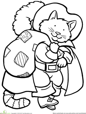 Кот в сапогах Шарль Перро раскраска для детей