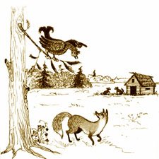 Раскраска к сказке лиса и тетерев