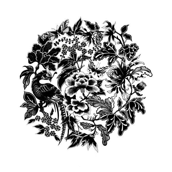 Черно белые цветы для декупажа