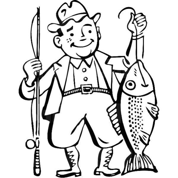 Раскраска удочка с рыбой