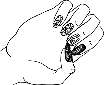 Раскраска рука с ногтями