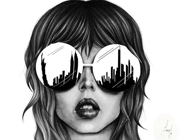 Силуэт женщины в очках