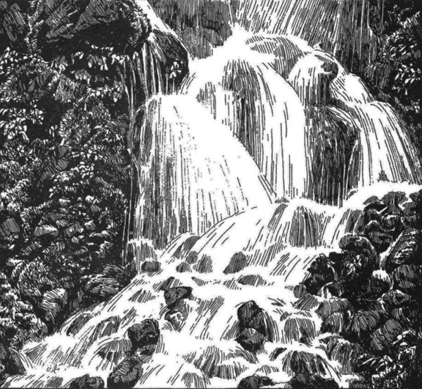 Водопад Камышлинский черно белый