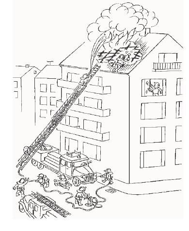 Раскраска пожар в доме