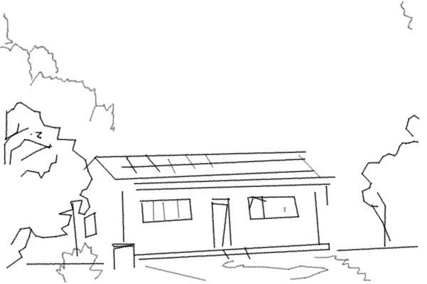 Горящий дом рисунок карандашом