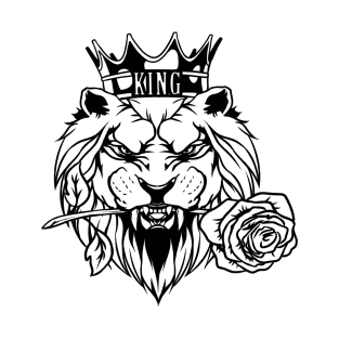 Эскиз тату Лев в короне черно белый