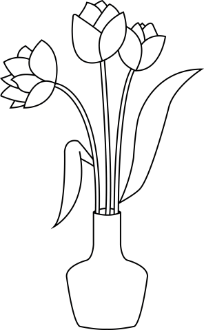 Тюльпаны в вазе для раскрашивания