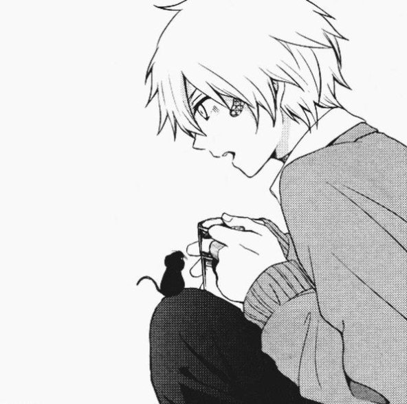 Аниме парень чёрно белый