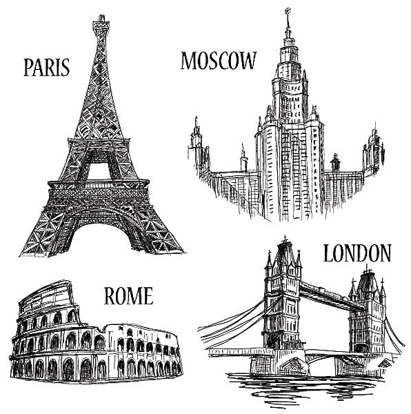 Достопримечательности Европы рисунок