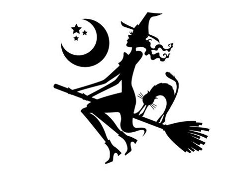 Наклейка на авто ведьма на метле