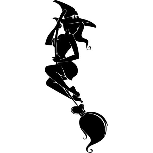 Ведьмочка на метле трафарет