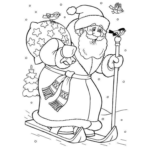 Дед Мороз раскраска