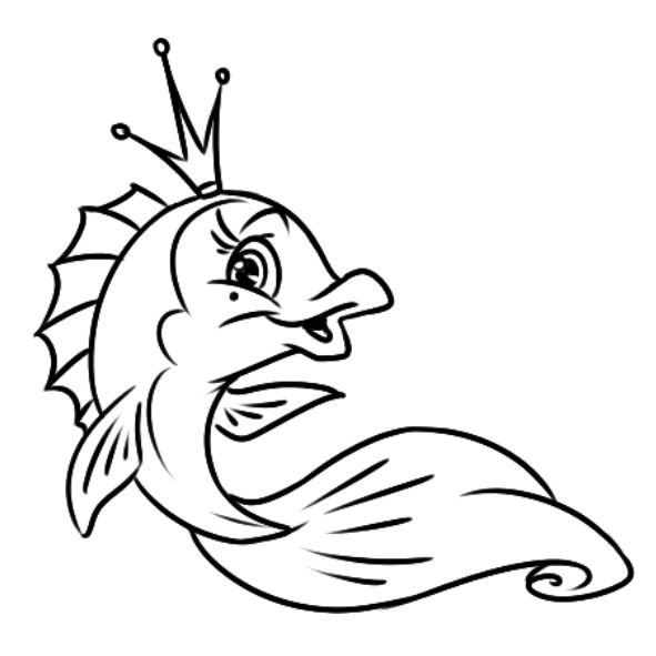 Золотая рыбка раскраска