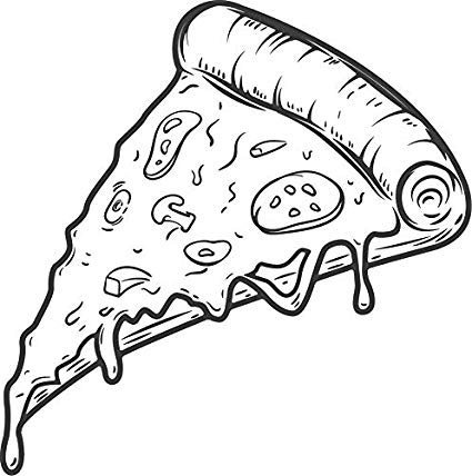 Кусок пиццы черно белый