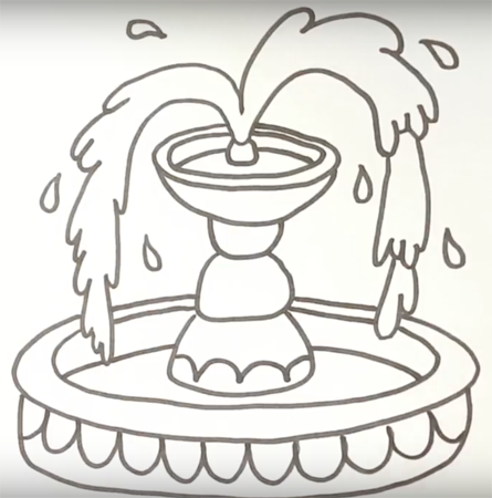 Фонтан карандашом