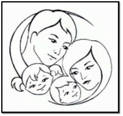 Трафарет семья с двумя детьми