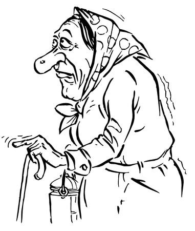 Раскраска бабушка в полный рост