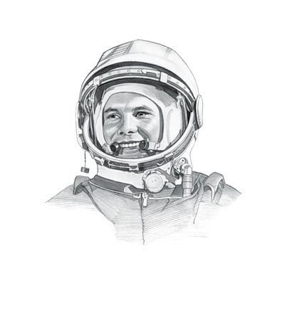 Юрий Алексеевич Гагарин портрет карандашом