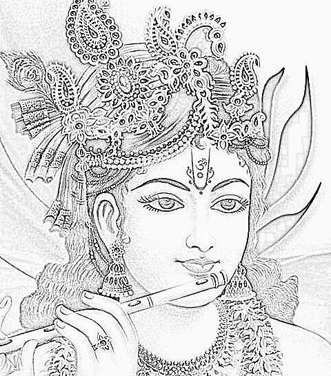 Радха Кришна черно белый