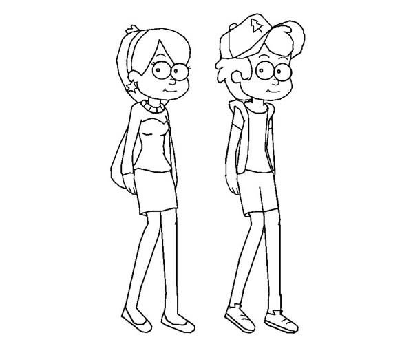 Раскраска Гравити Фолз Диппер и Венди