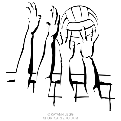Волейболист черно белый набросок