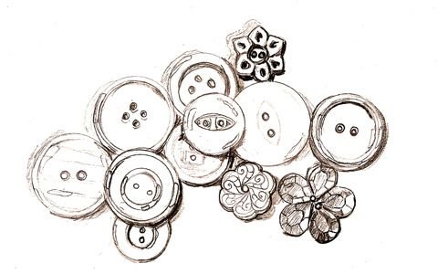 Пуговица рисунок карандашом