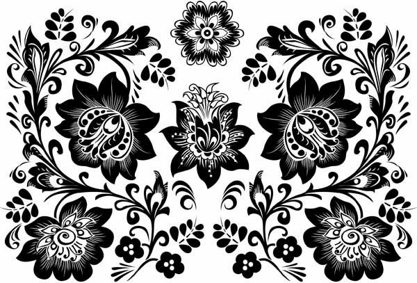 Хохлома черно белая