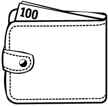 Раскраска кошелек для детей