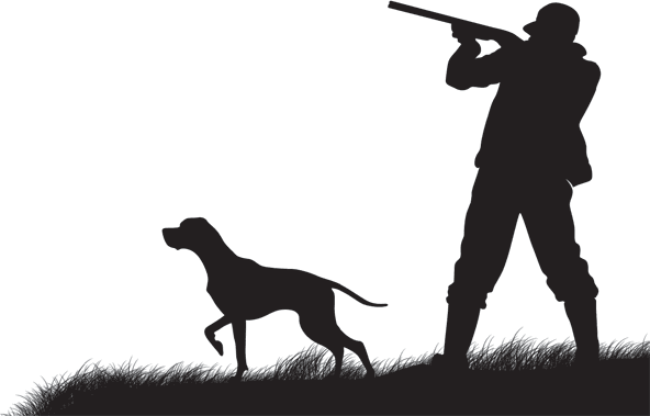 Трафарет охотника с собакой
