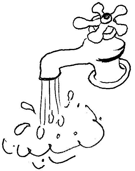 Раскраска кран с водой для детей