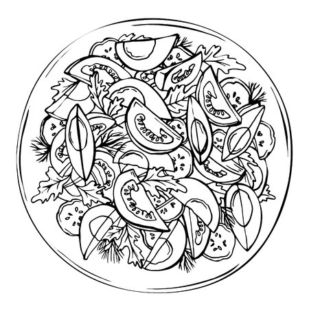 Салат контурный рисунок