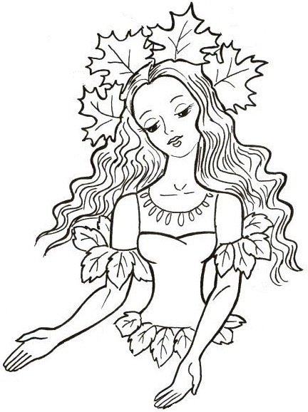 Девушка осень для раскрашивания