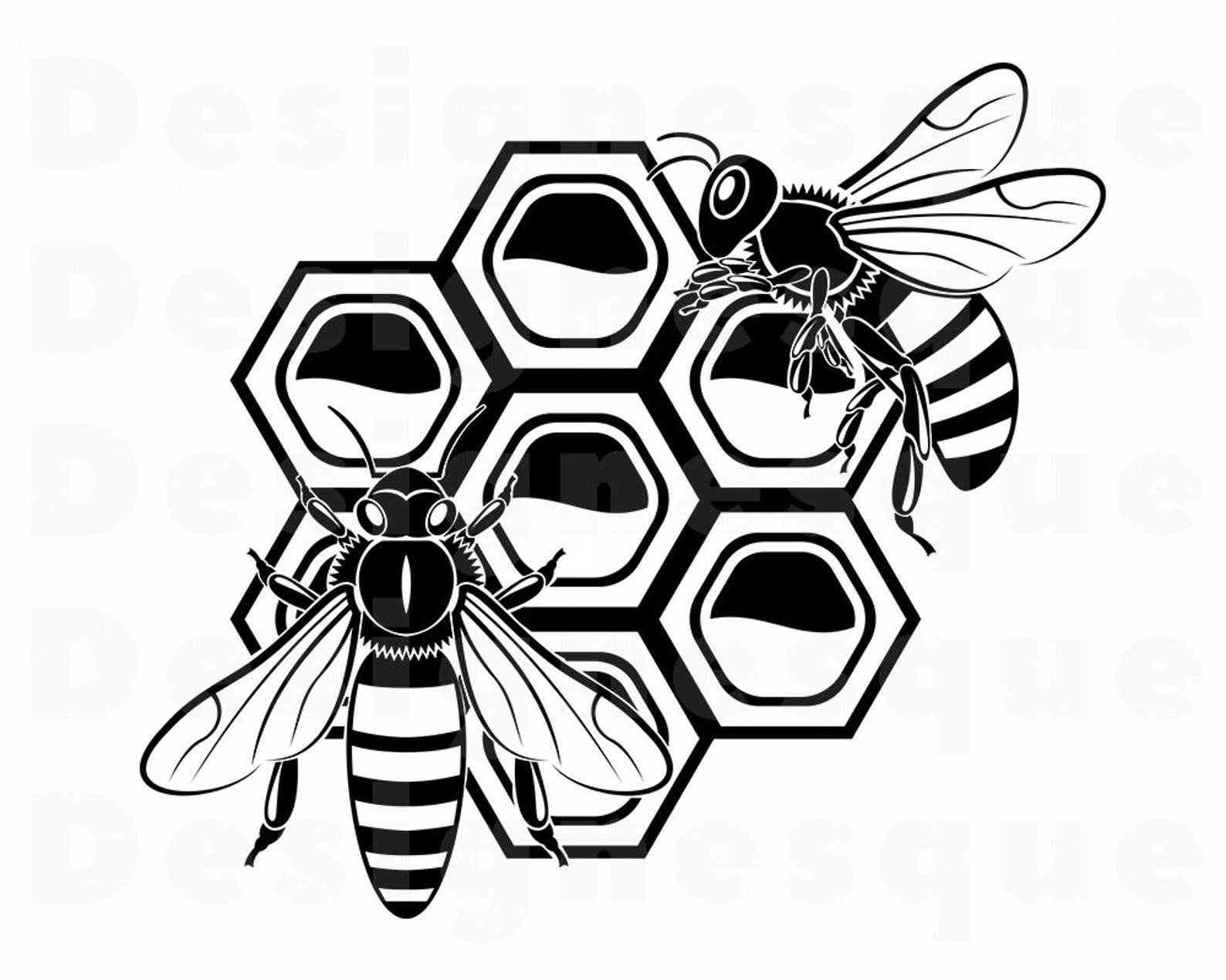 Пчелы на сотах для гравировки