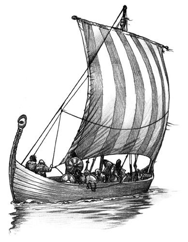 Тату дракар викингов эскиз