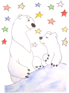 Белый медведь и Медвежонок контур