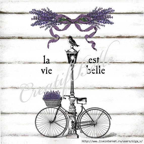 Монохромный велосипед для декупажа