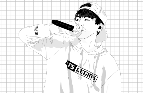 Нарисованный БТС черно белый