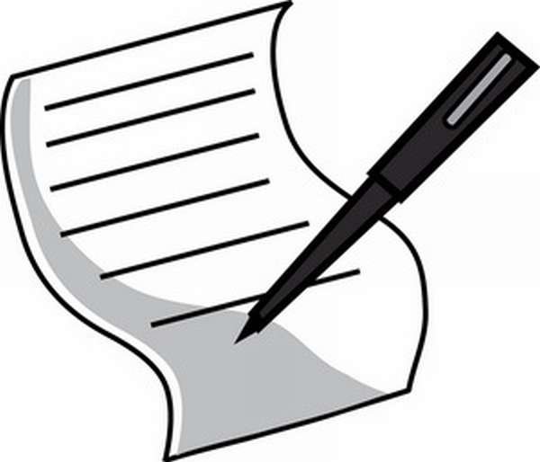 Ручка и бумага схематично