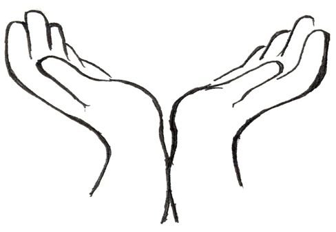 Нарисовать раскрытые ладони