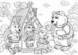 Волк из сказки Теремок раскраска для детей