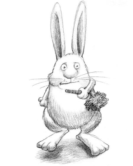 Смешной заяц карандашом