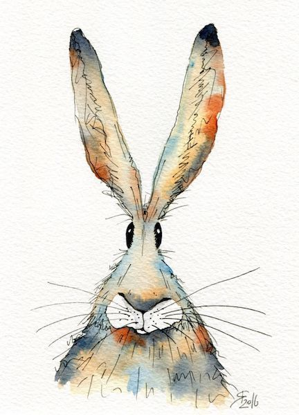 Забавные кролики акварелью
