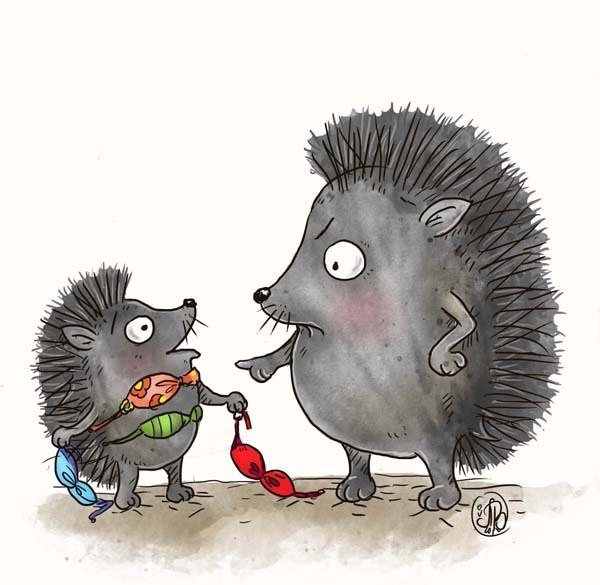 Ежик с мамой