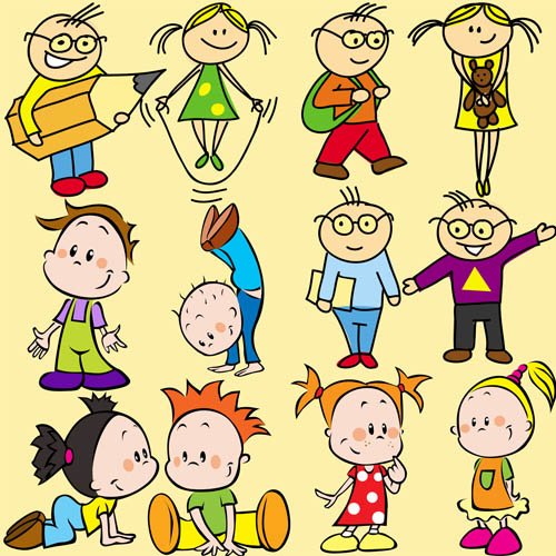 Дети рисунок вектор чб