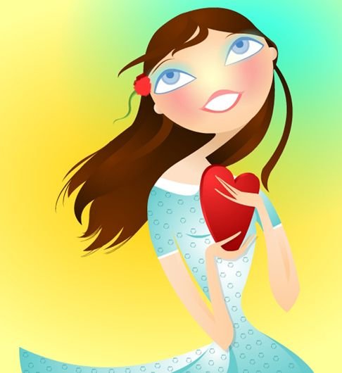 Девушка мультяшная радостная