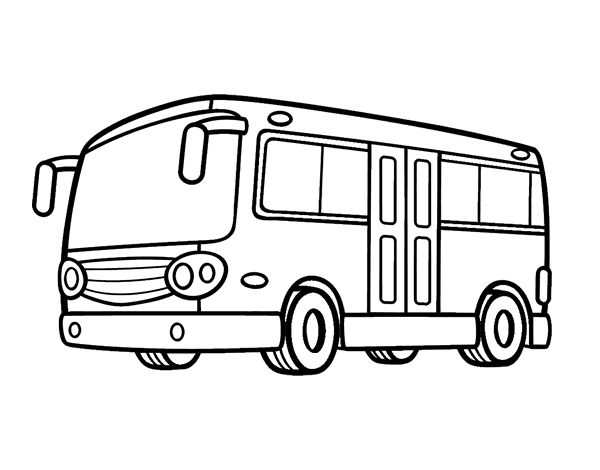 Автобус рисунок черно белый